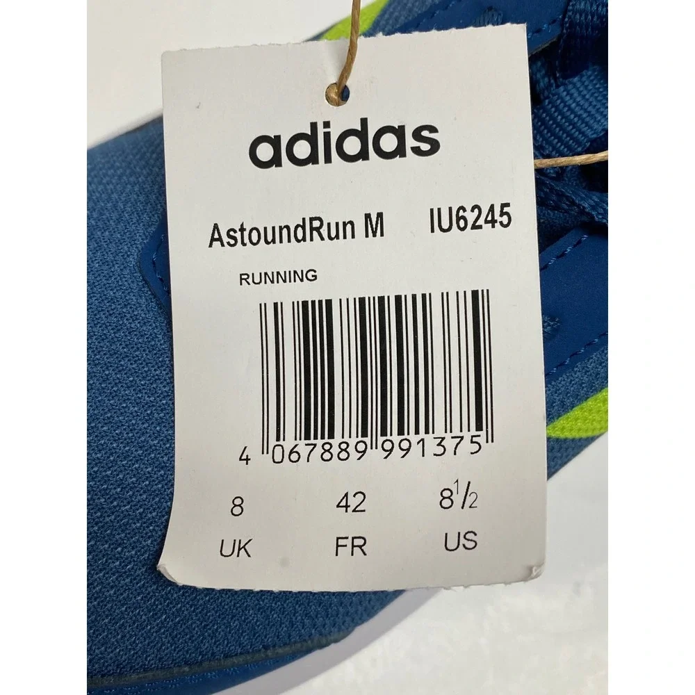 Adidas Men Blue Lime Green Running Shoes Sneakers Mesh Lace Up Athletic 8.5 NWOB